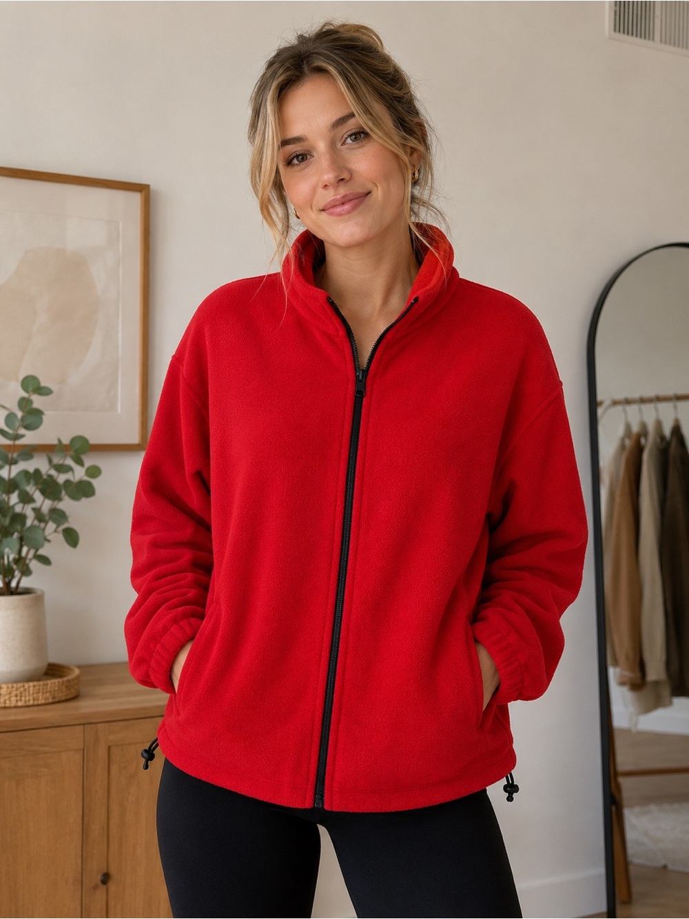 Women’s Red Full Zip Fleece Jacket Size Small